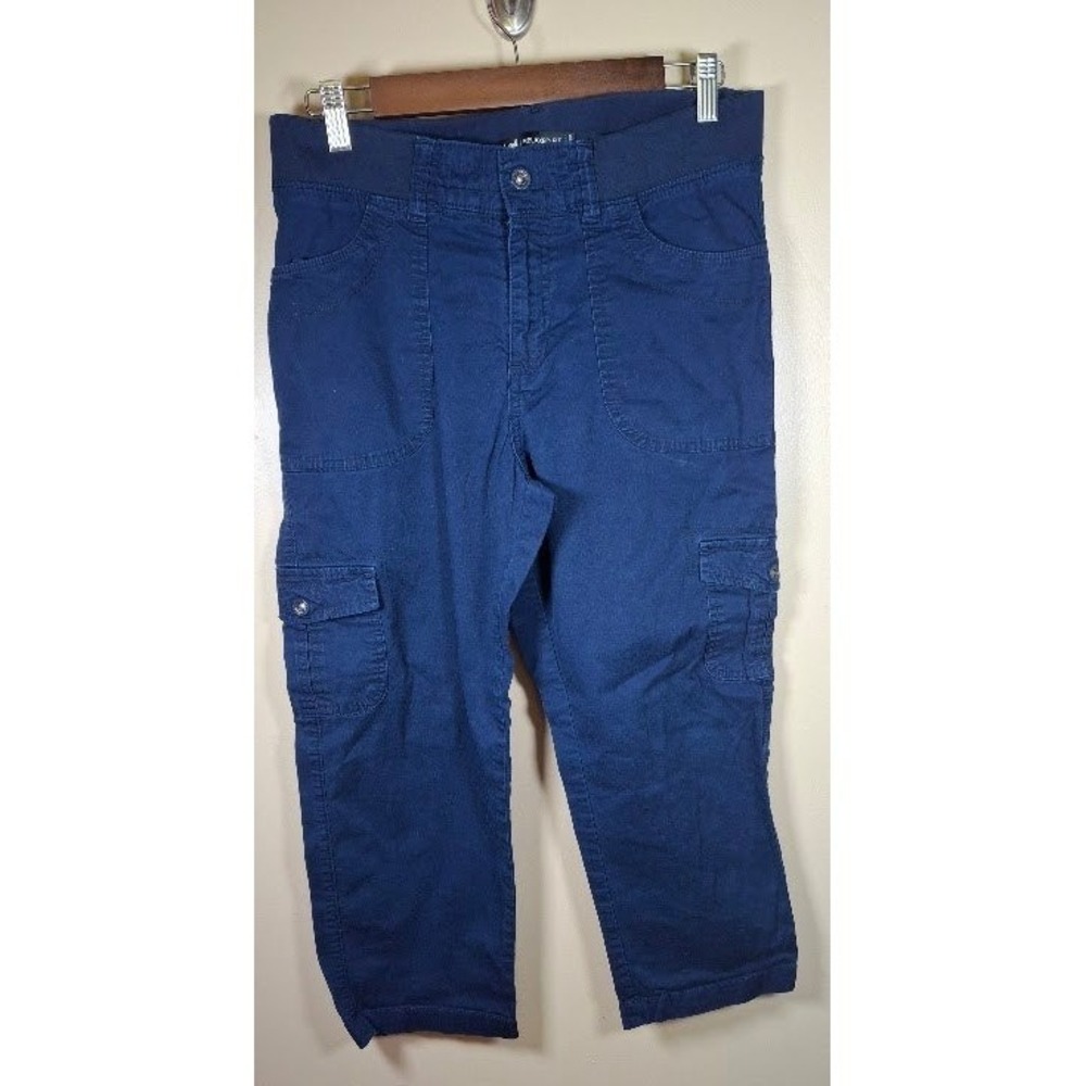 Lee Relaxed Fit Cargo Capri Pants Navy Blue Womens Size 10 Medium Crop
